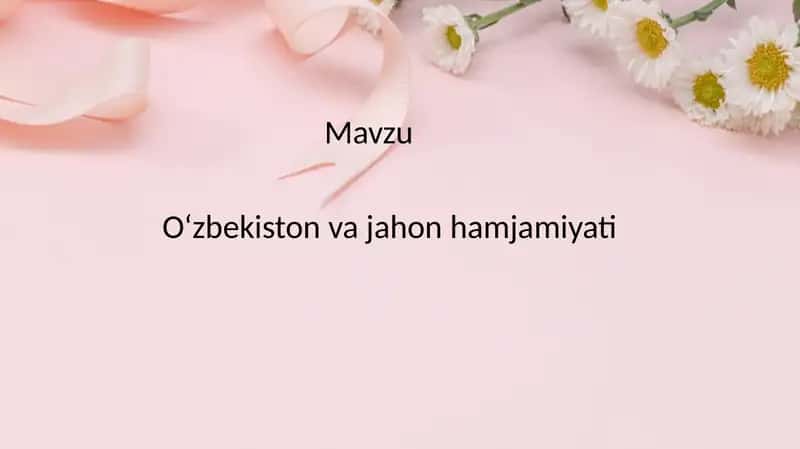 O‘zbekiston va jahon hamjamiyati 1