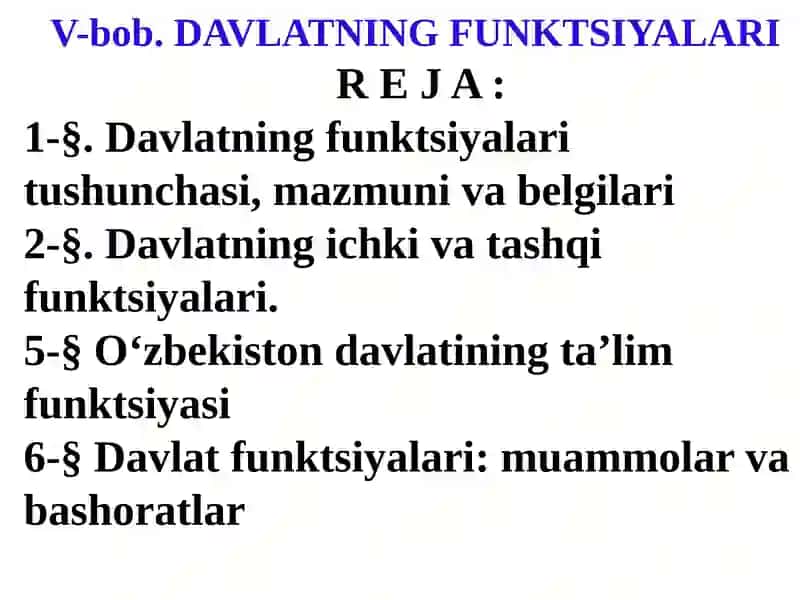 Davlatning Funktsiyalari