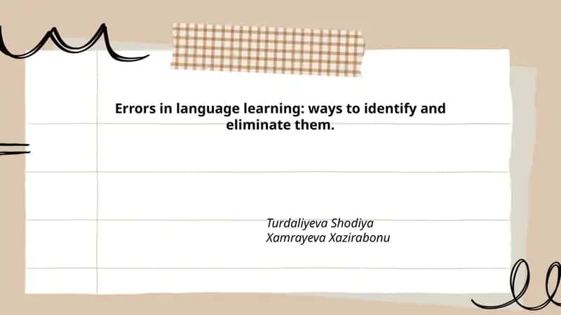 Errors in language learning: ways to identify and eliminate them 1