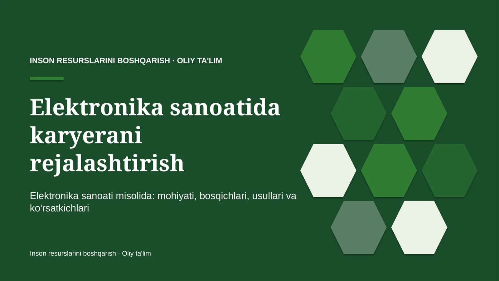 Elektronika sanoatida karyerani rejalashtirish 1