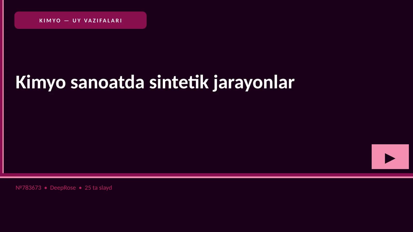 KIMYO — UY VAZIFALARI 1