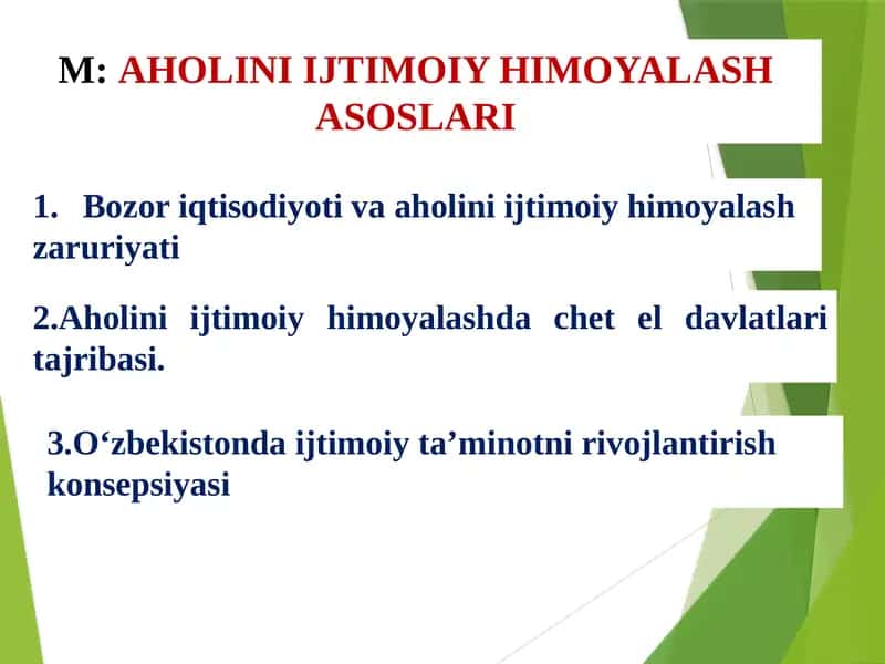 MAHOLINI IJTIMOIY HIMOYALASH ASOSLARI 1