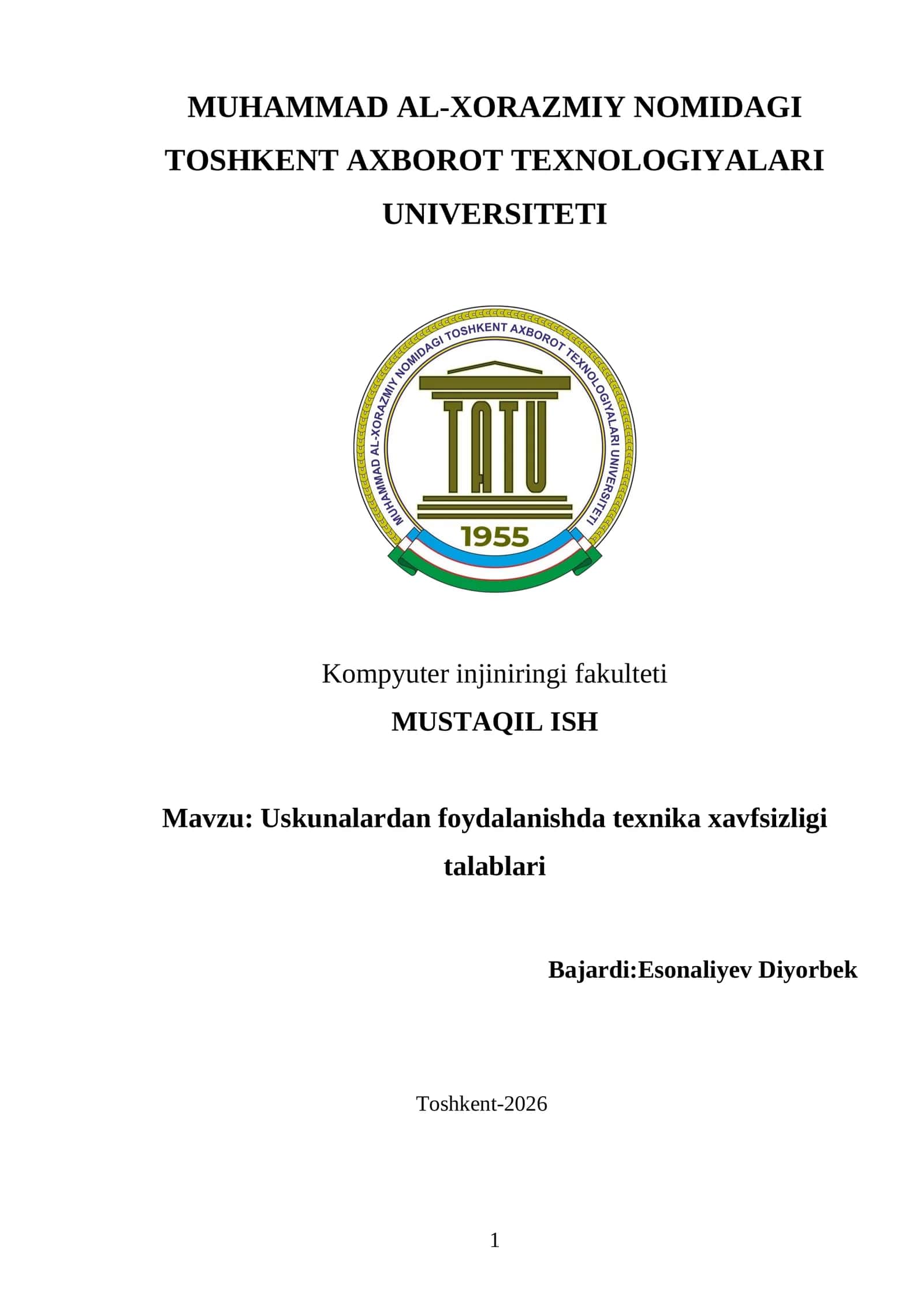 Uskunalardan foydalanishda texnika xavfsizligi talablari 1