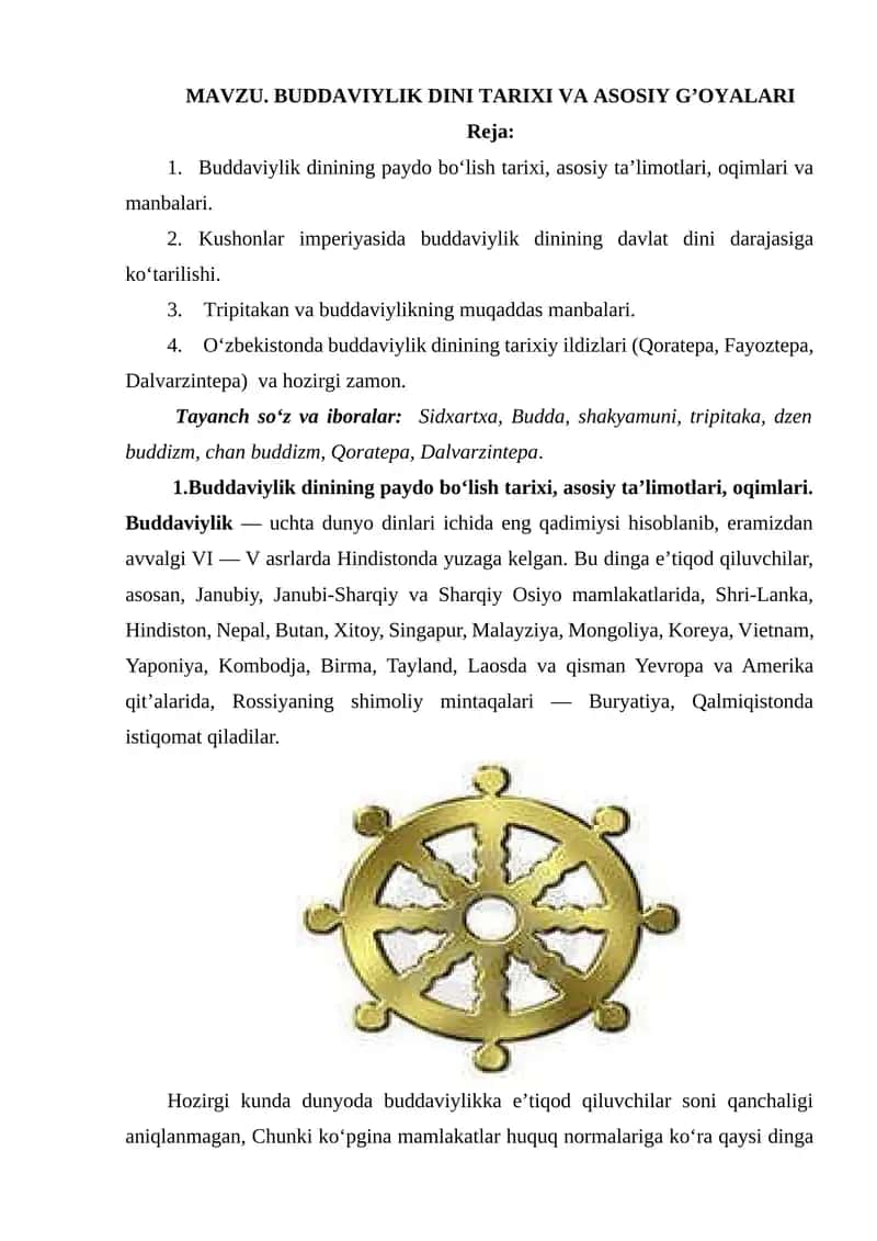 Buddaviylik Dinining Tarixi 1