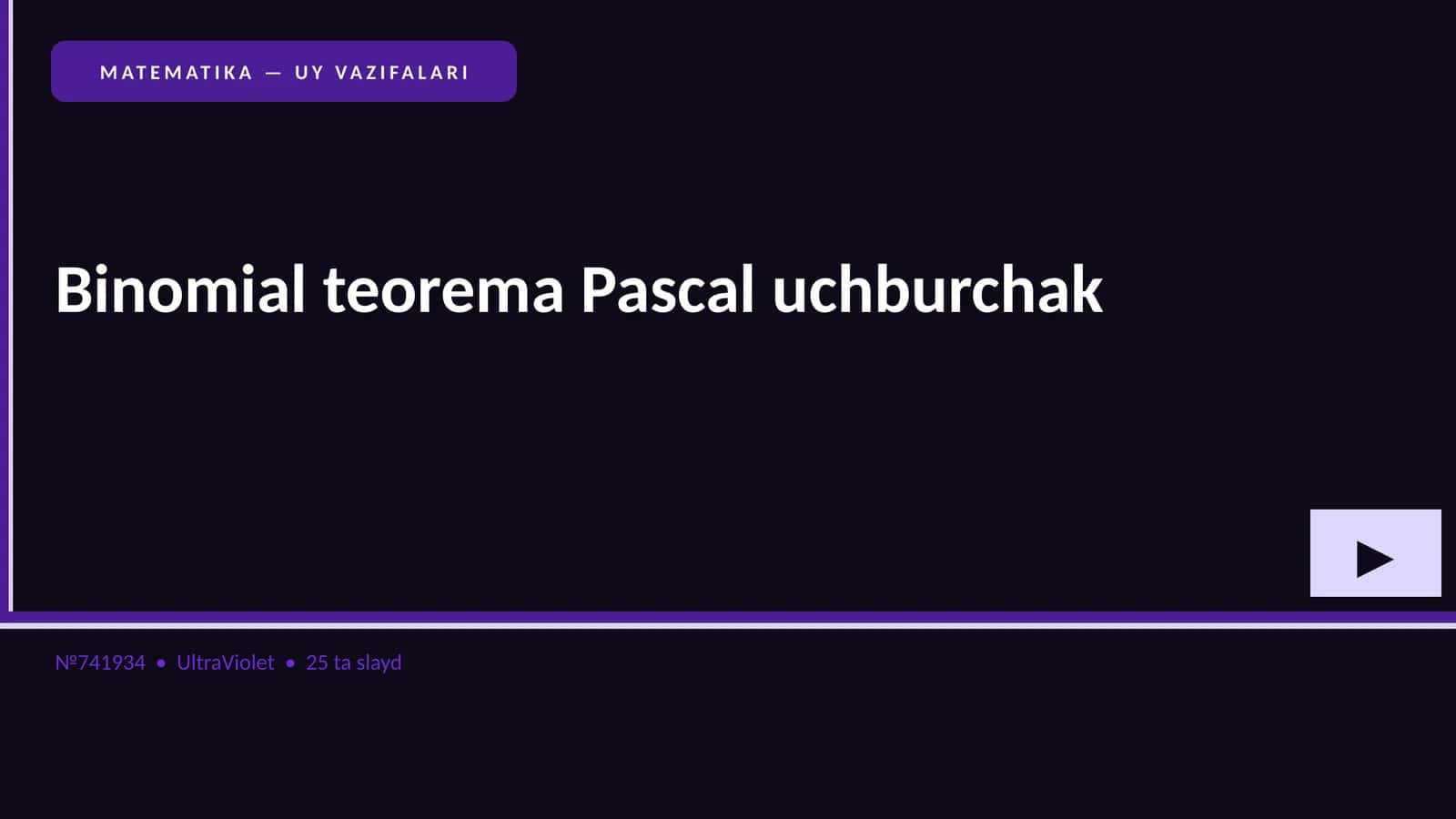 Binomial teorema Pascal uchburchak 1
