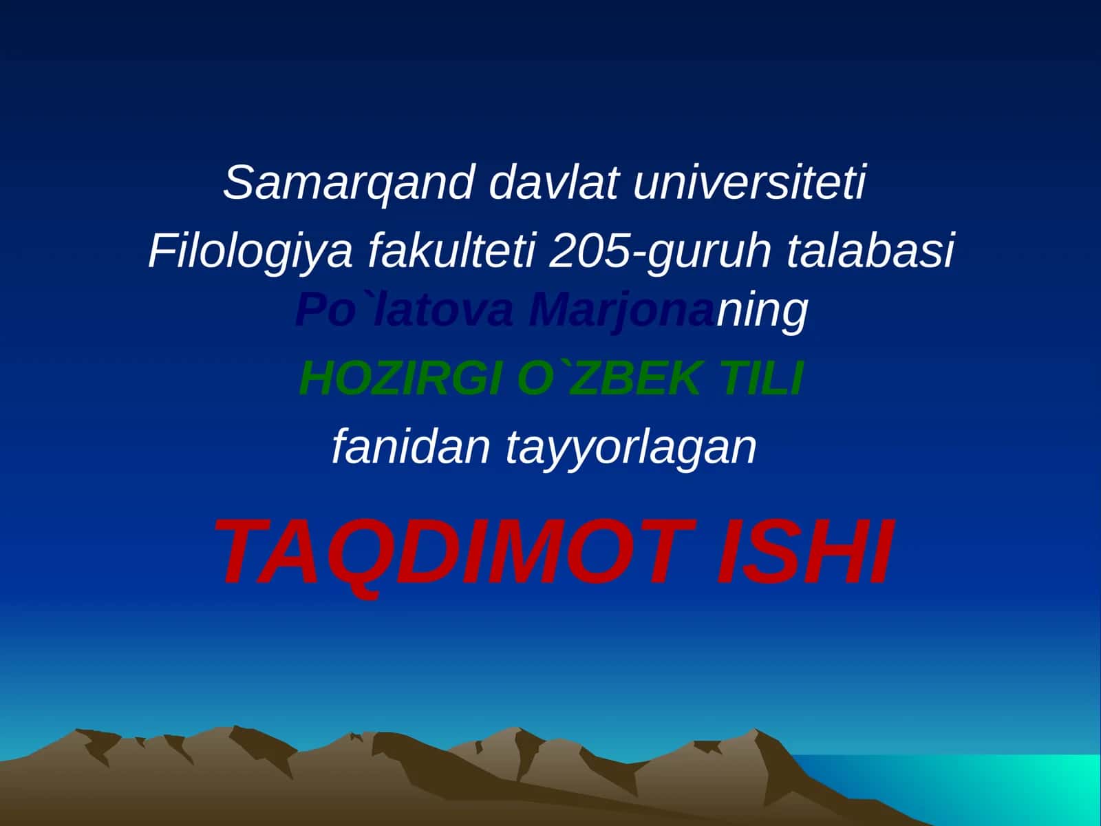 Tilning morfologik sathi 1