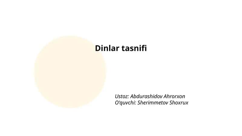 Dinlar tasnifi 1