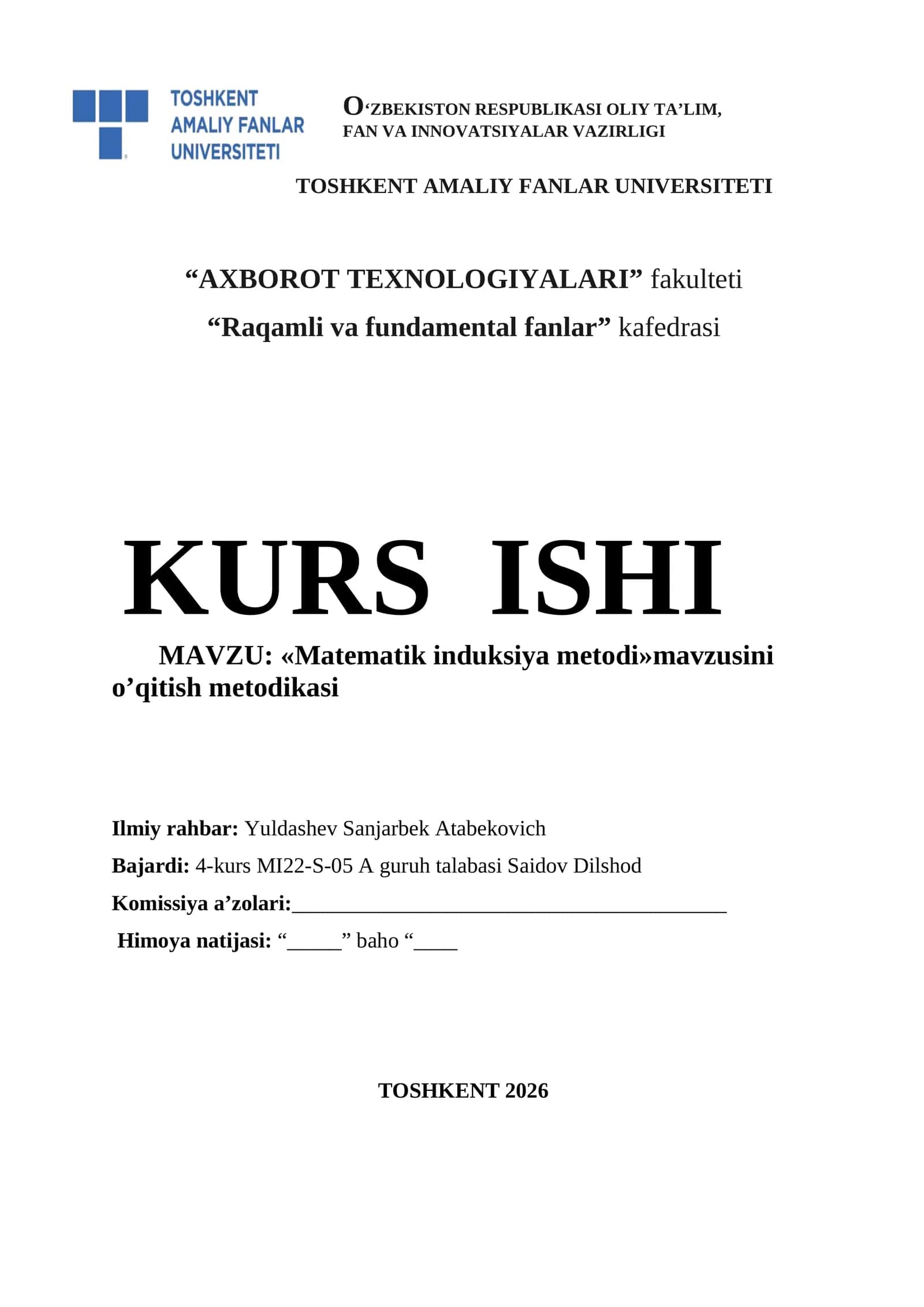 Matematik induksiya metodi 1