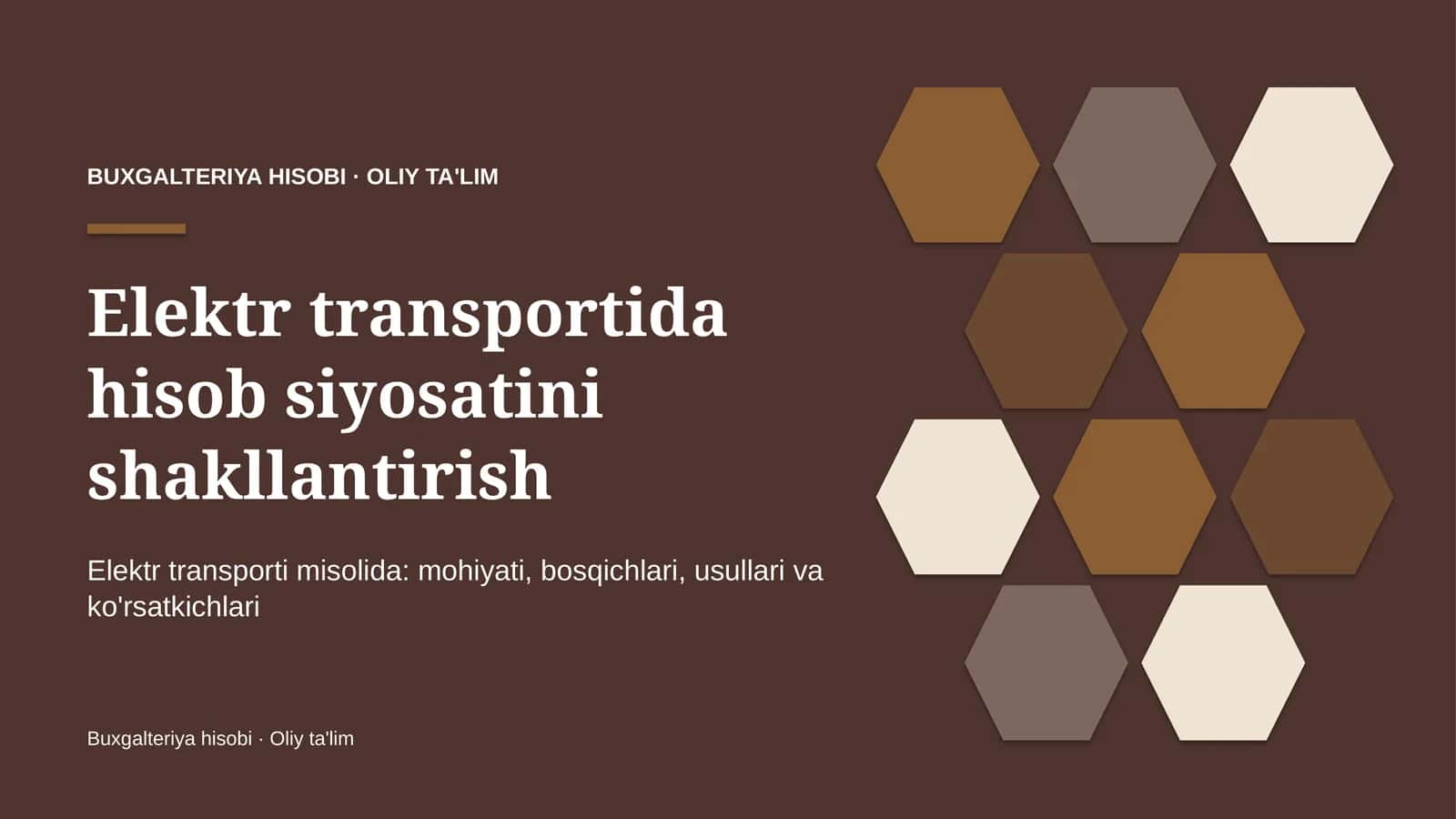 Elektr transportida hisob siyosatini shakllantirish 1