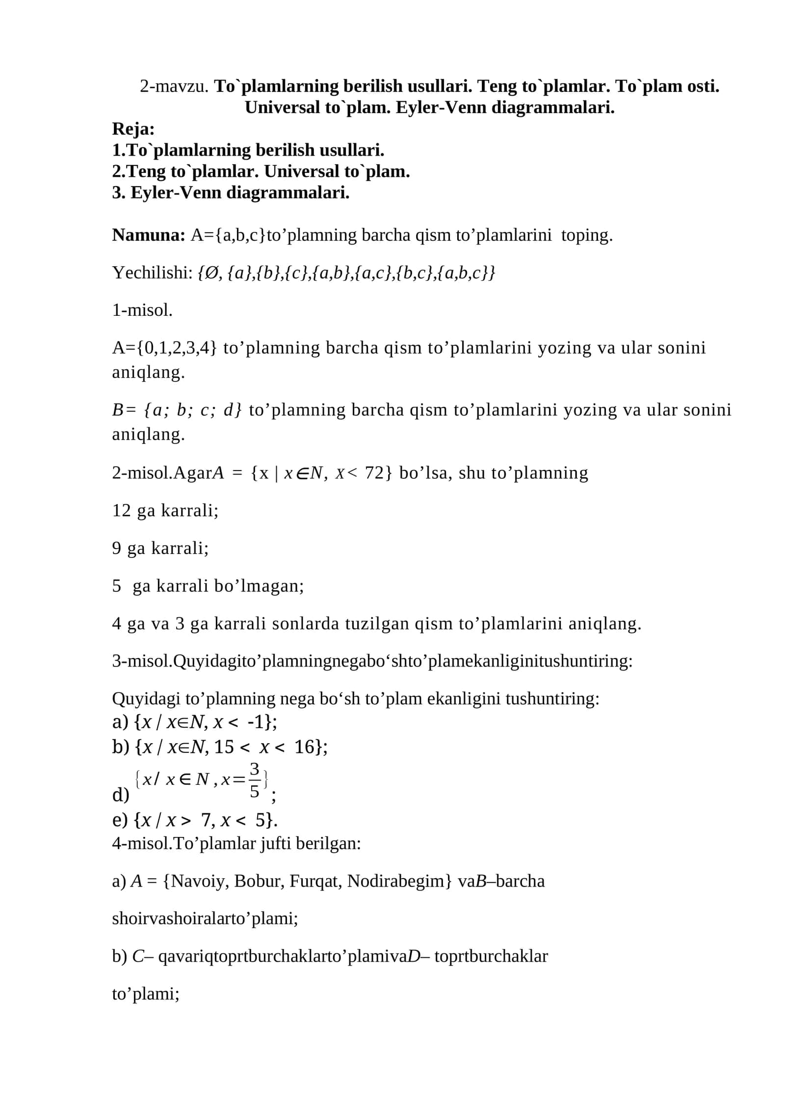 To`plamlarning bеrilish usullari 1