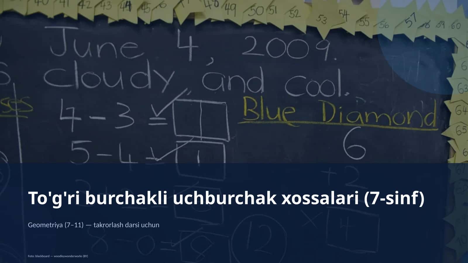 To'g'ri burchakli uchburchak xossalari (7-sinf) 1