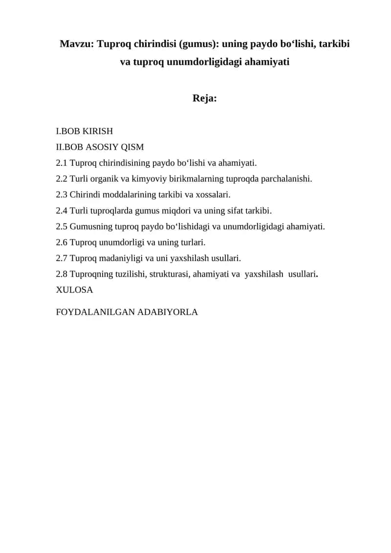 Tuproq chirindisi (gumus) 1