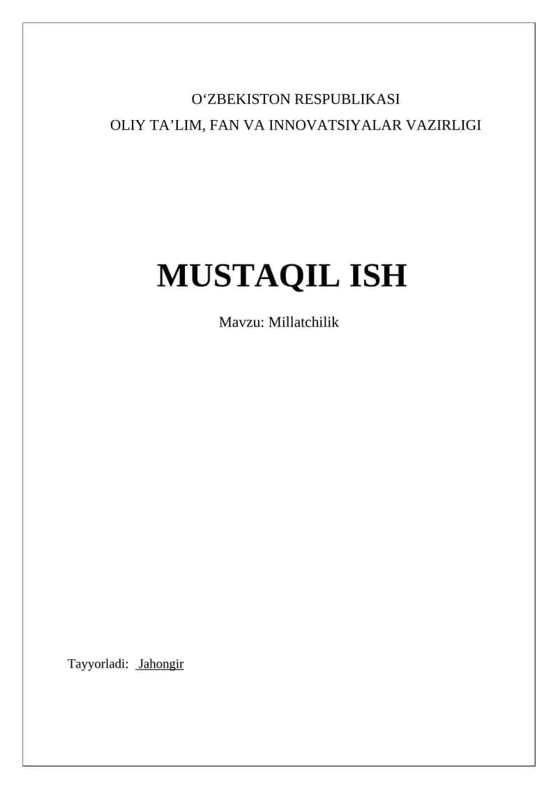 Millatchilik 1