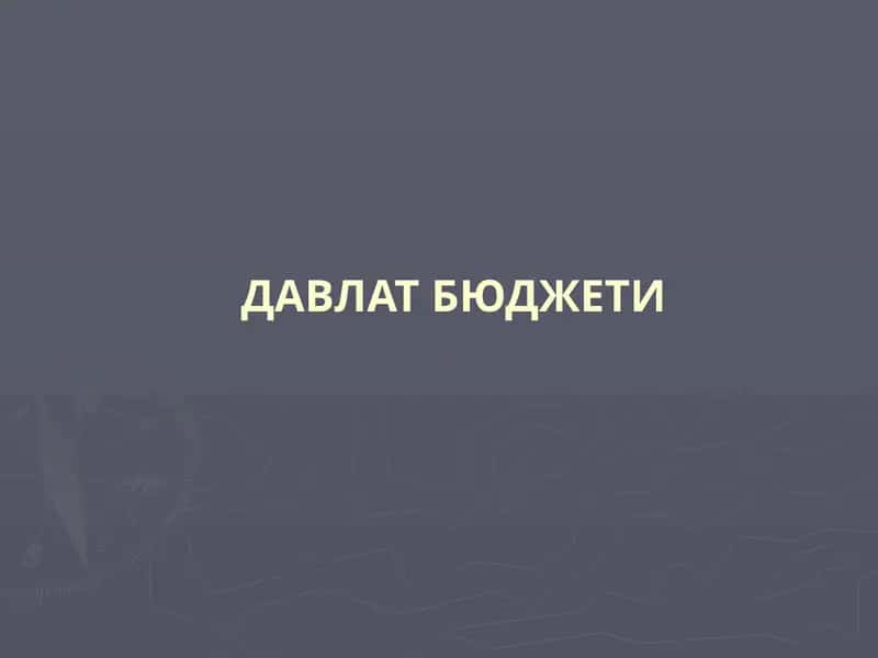 ДАВЛАТ БЮДЖЕТИ 1
