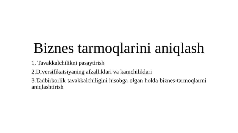 Biznes tarmoqlarini aniqlash 1