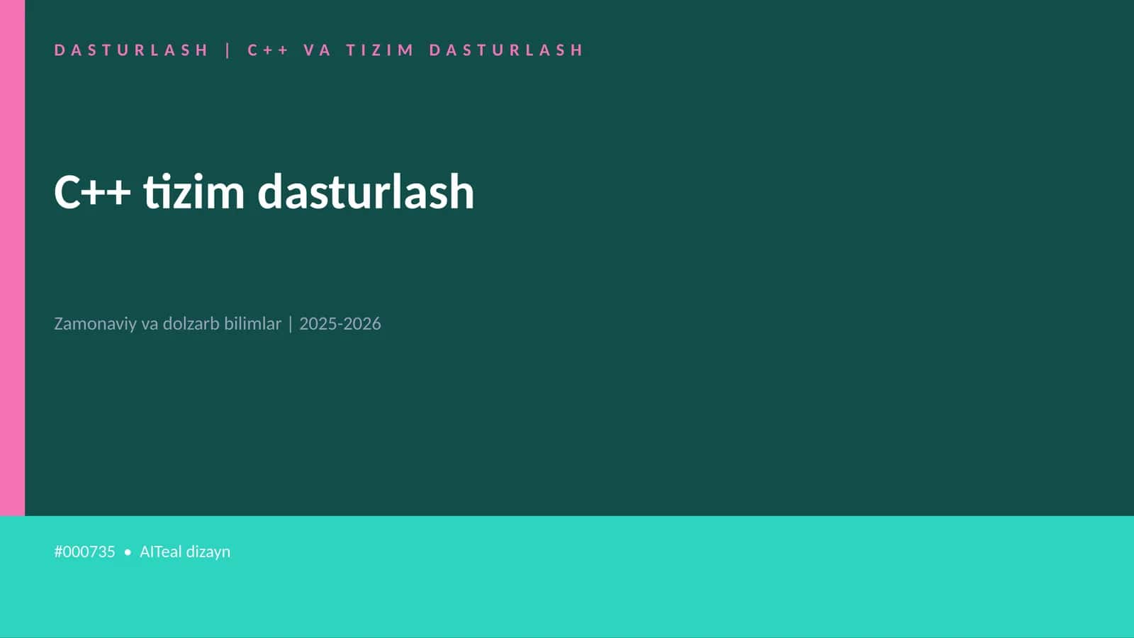 C++ va Tizim Dasturlash 1