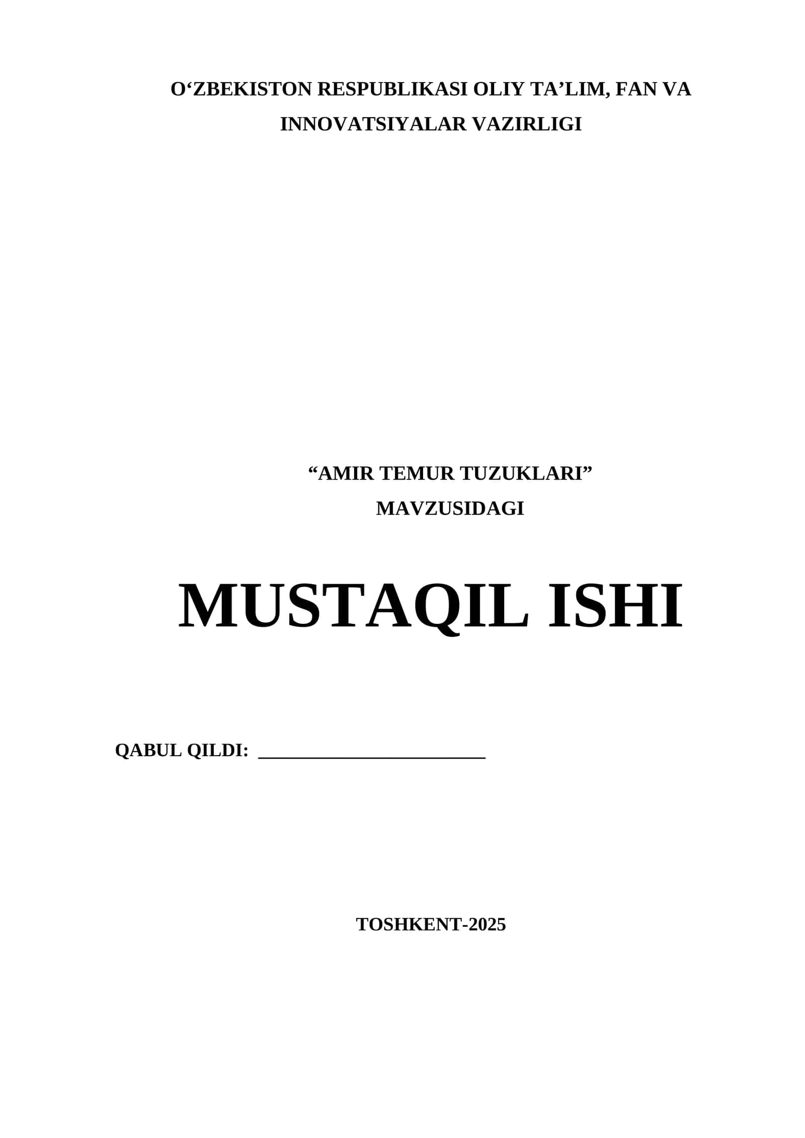 AMIR TEMUR TUZUKLARI 1
