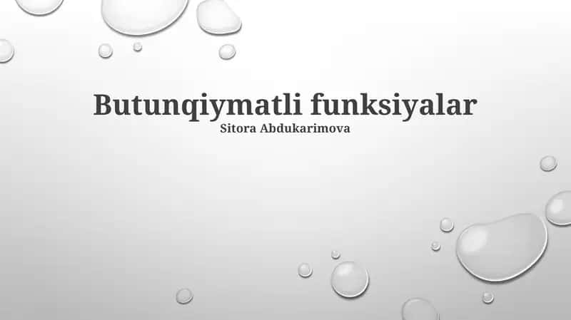 Butunqiymatli funksiyalar 1