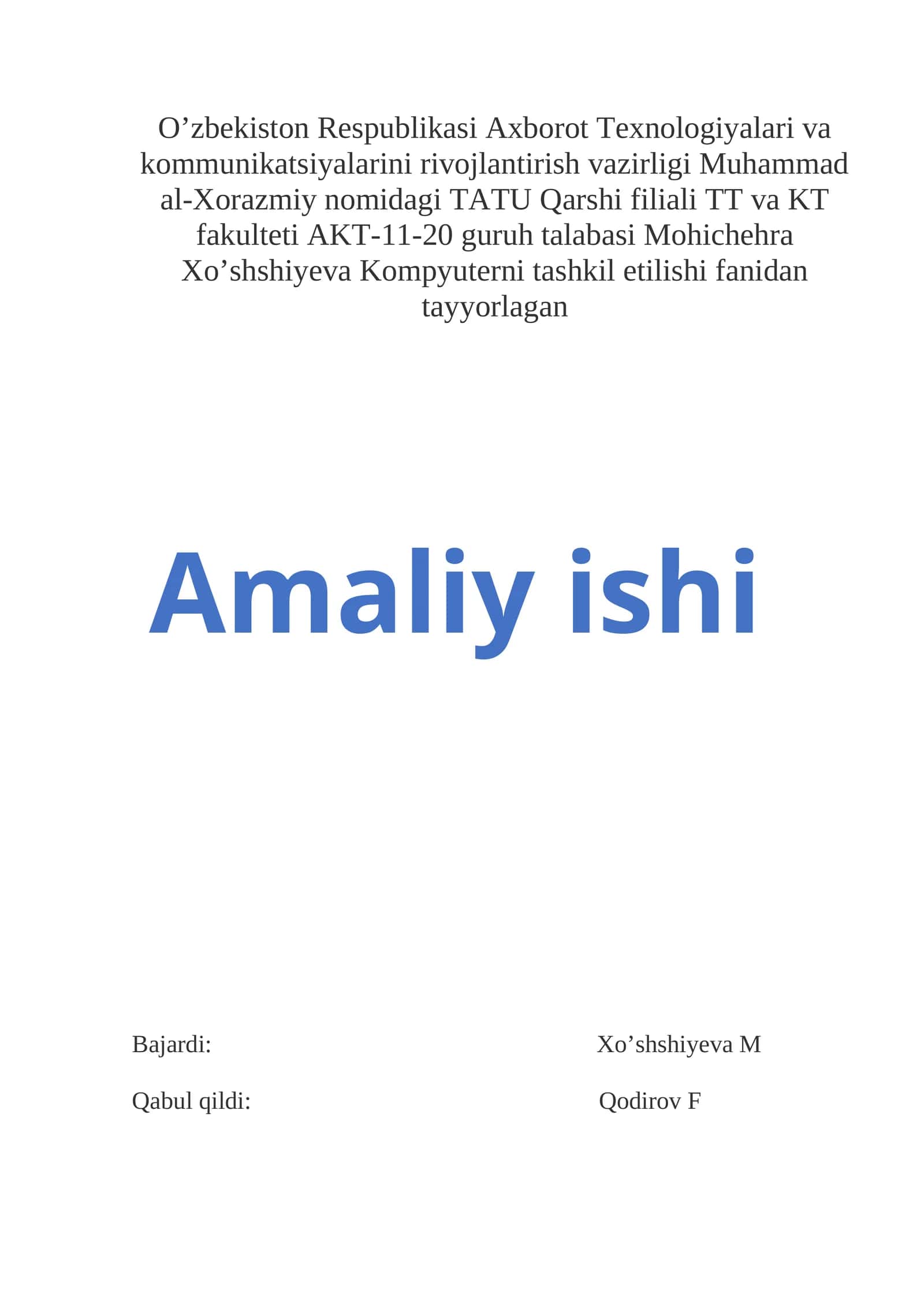 Protsessorlar va ularning ishlash prinsipi. Protsessorlarning asosiy parametrlari 1