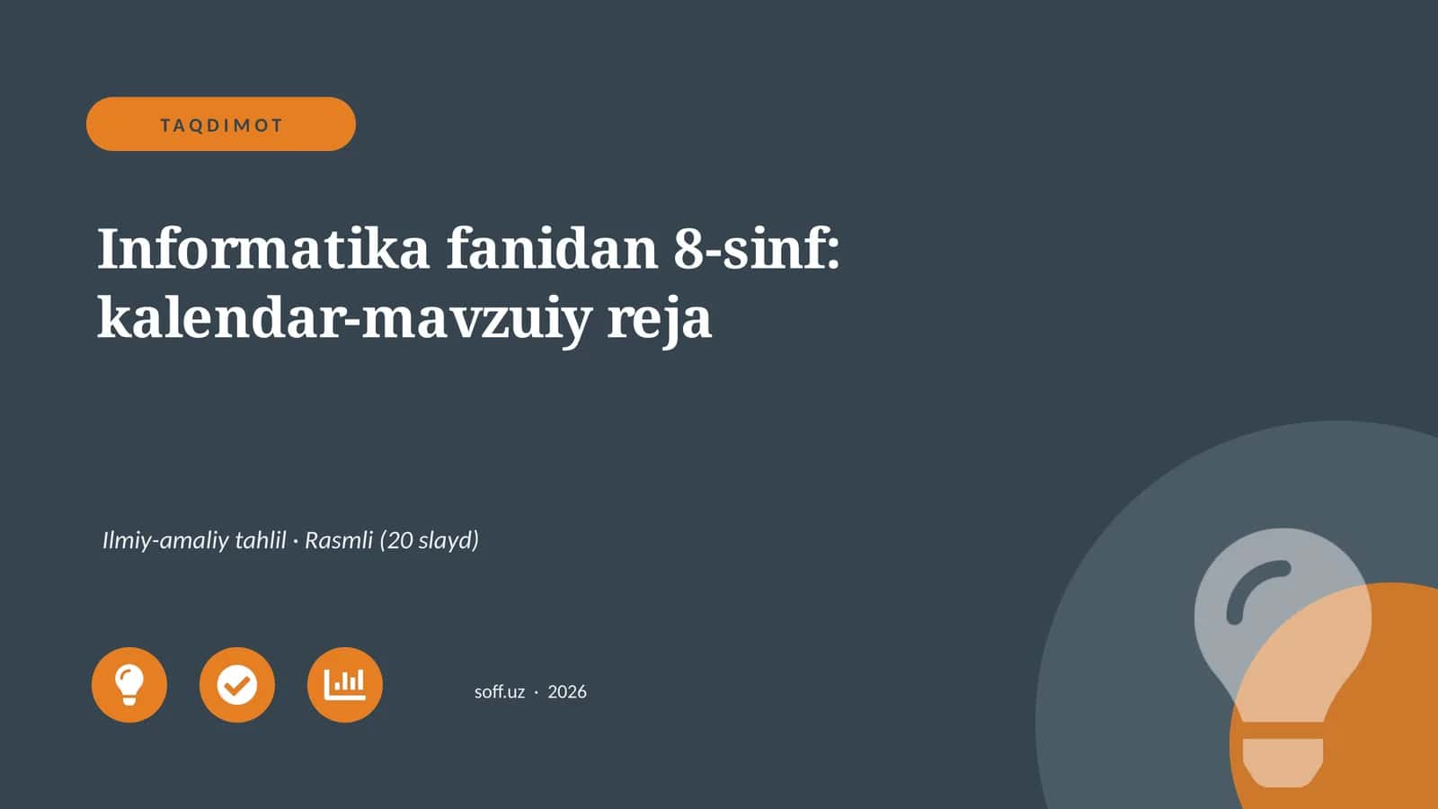 Informatika fanidan 8-sinf: kalendar-mavzuiy reja 1
