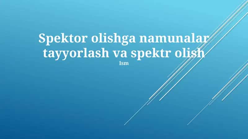 Namuna Tayyorlash 1