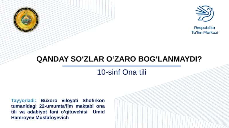 QANDAY SO‘ZLAR O‘ZAROBOG‘LANMAYDI? 1