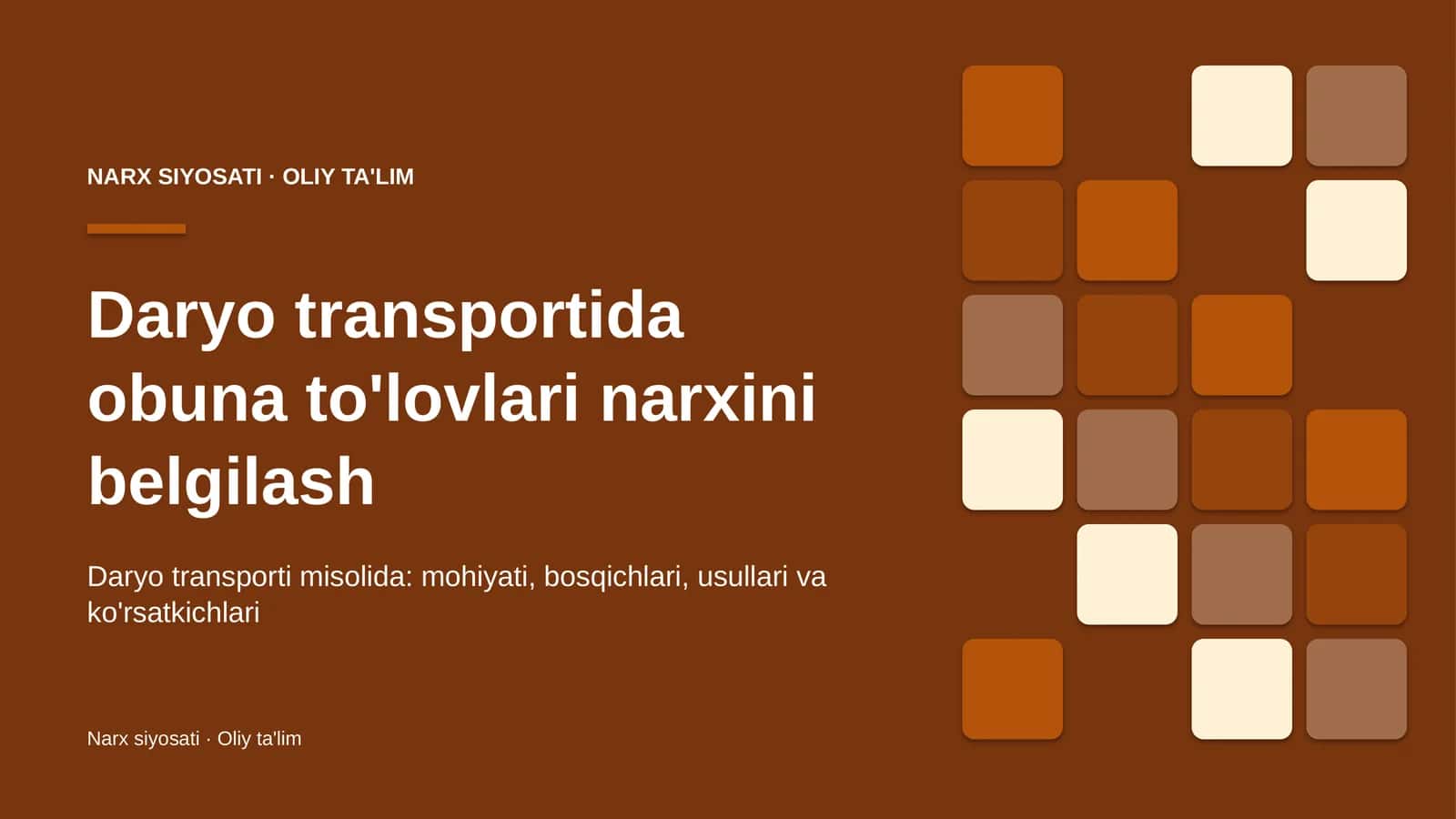 Daryo transportida obuna to'lovlari narxini belgilash 1