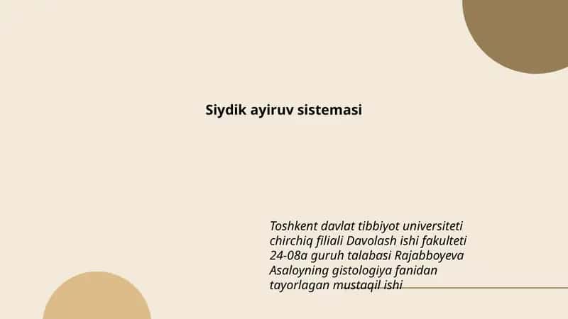 Siydik ayiruv sistemasi 1