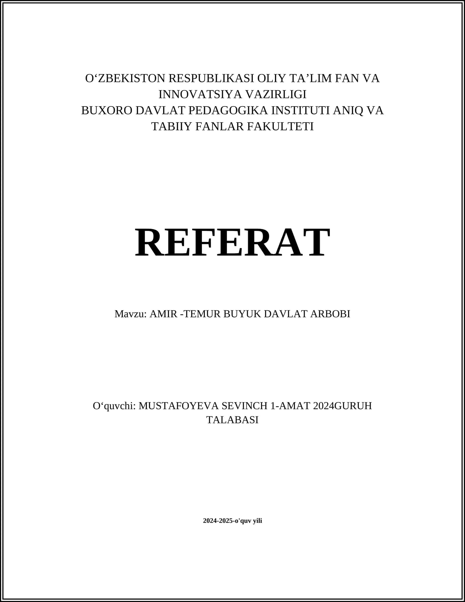 AMIR -TEMUR BUYUK DAVLAT ARBOBI 1