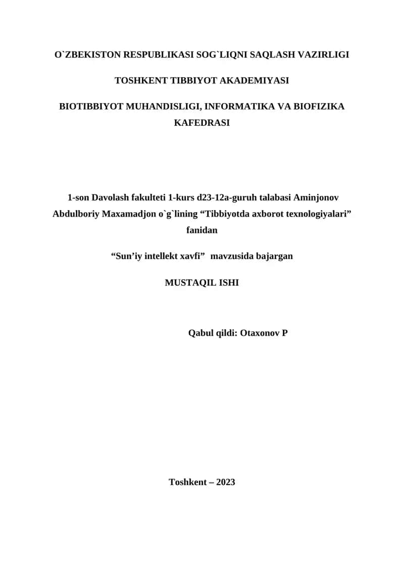 Sun’iy intellekt xavfi 1