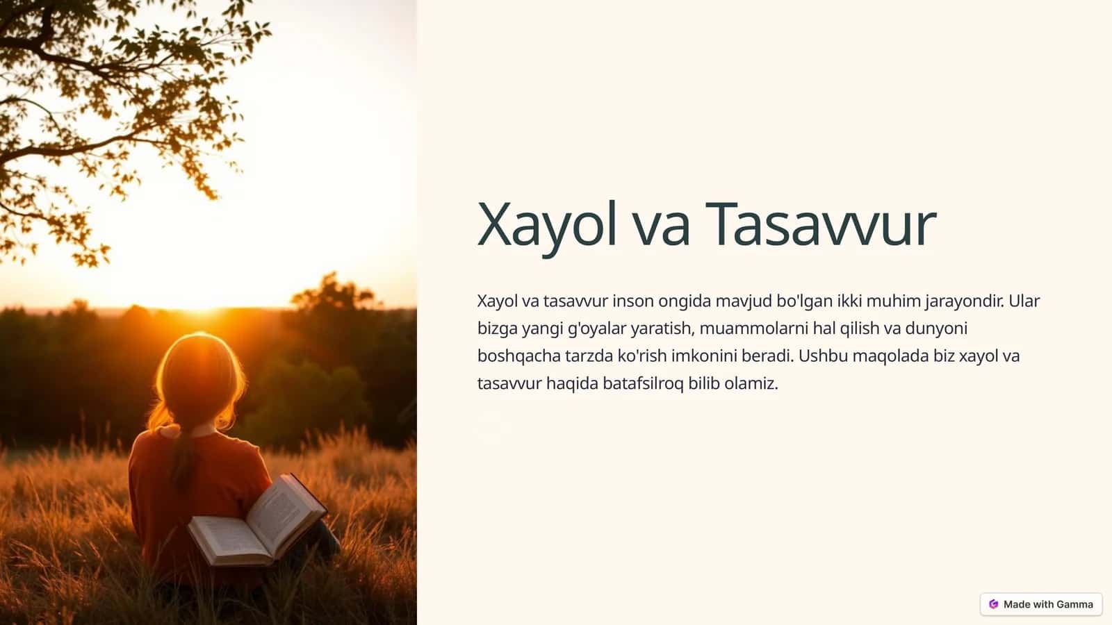 Xayol va Tasavvur 1