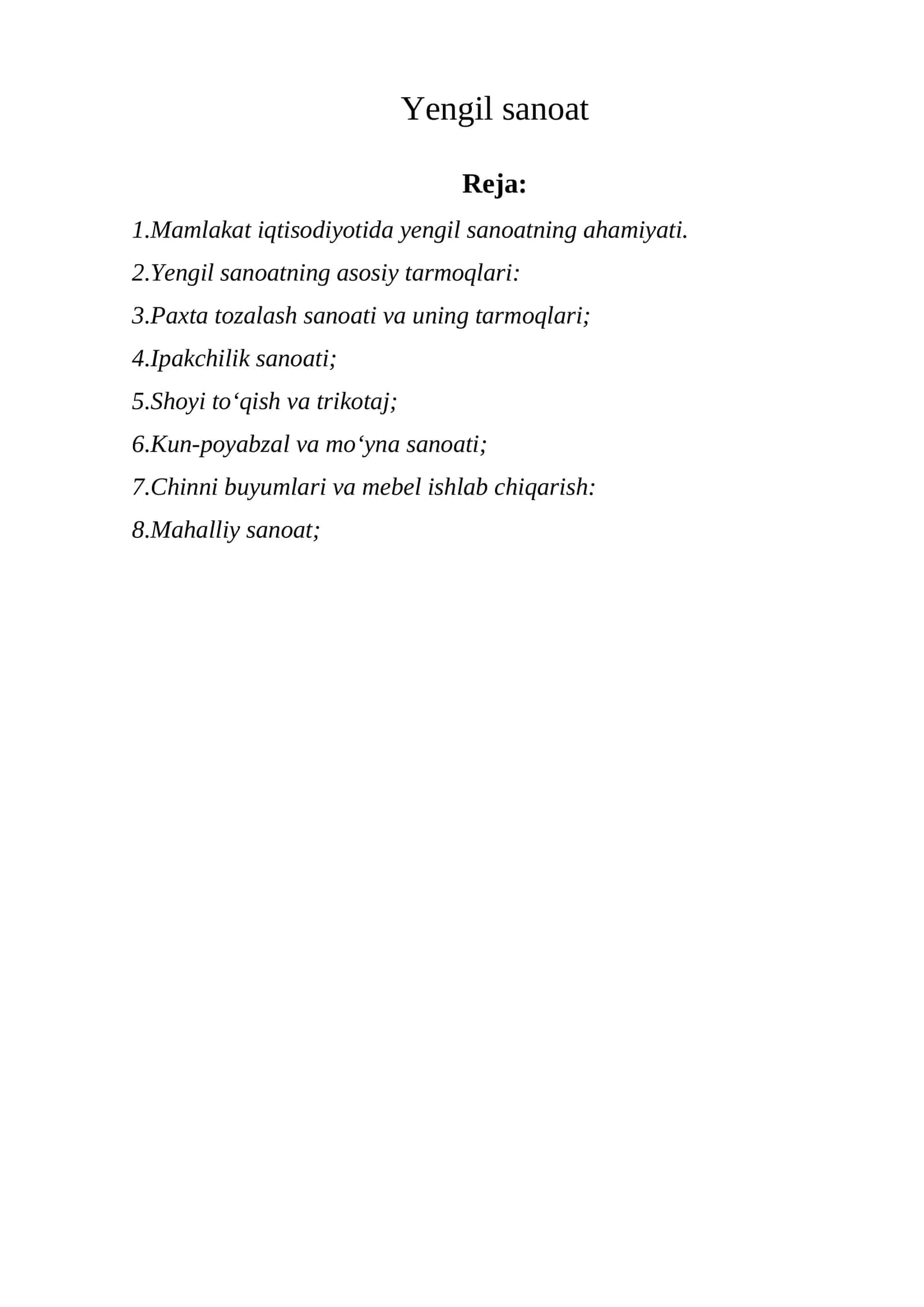 Yengil sanoat 1