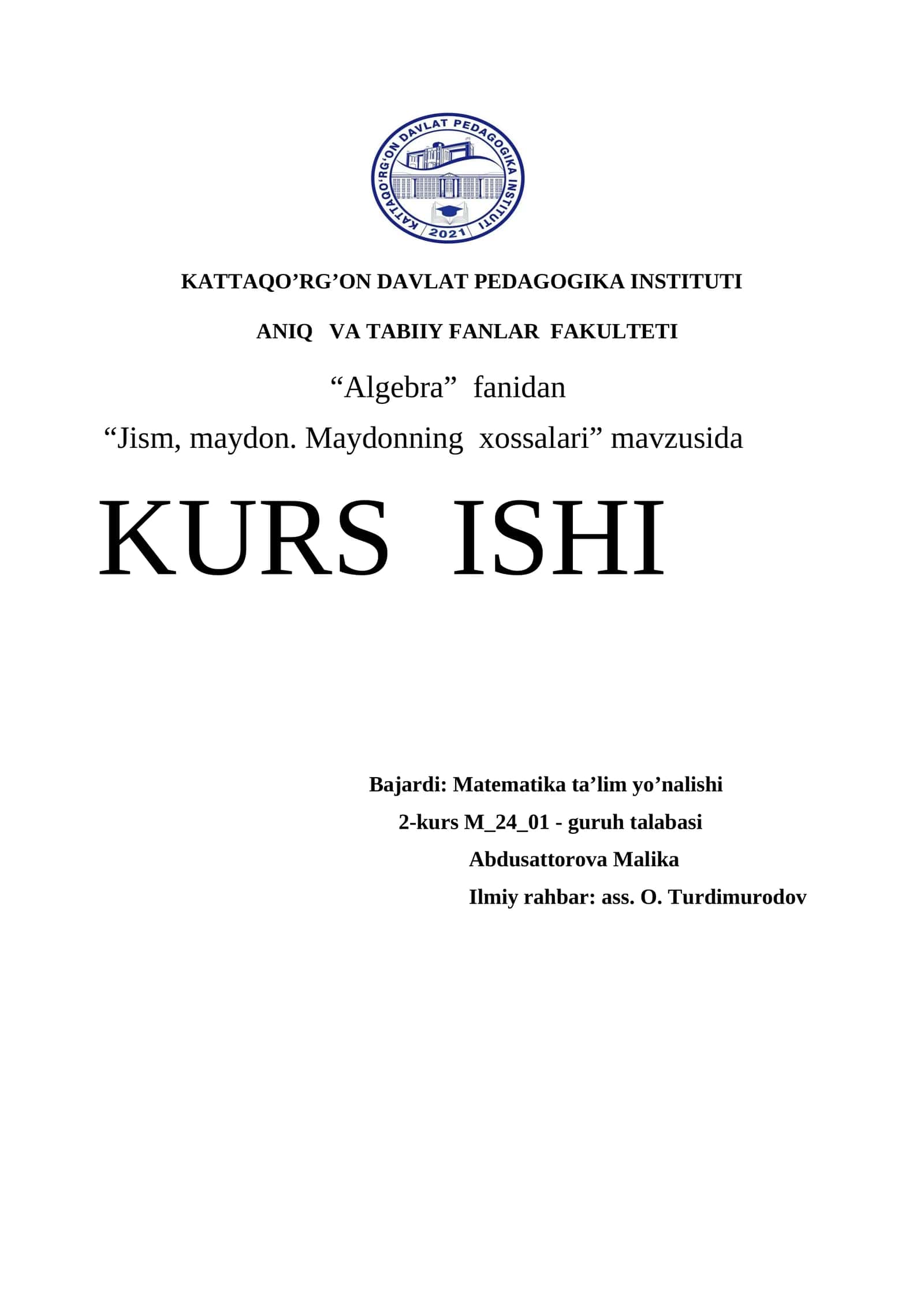 Algebra Kurs Ishi 1
