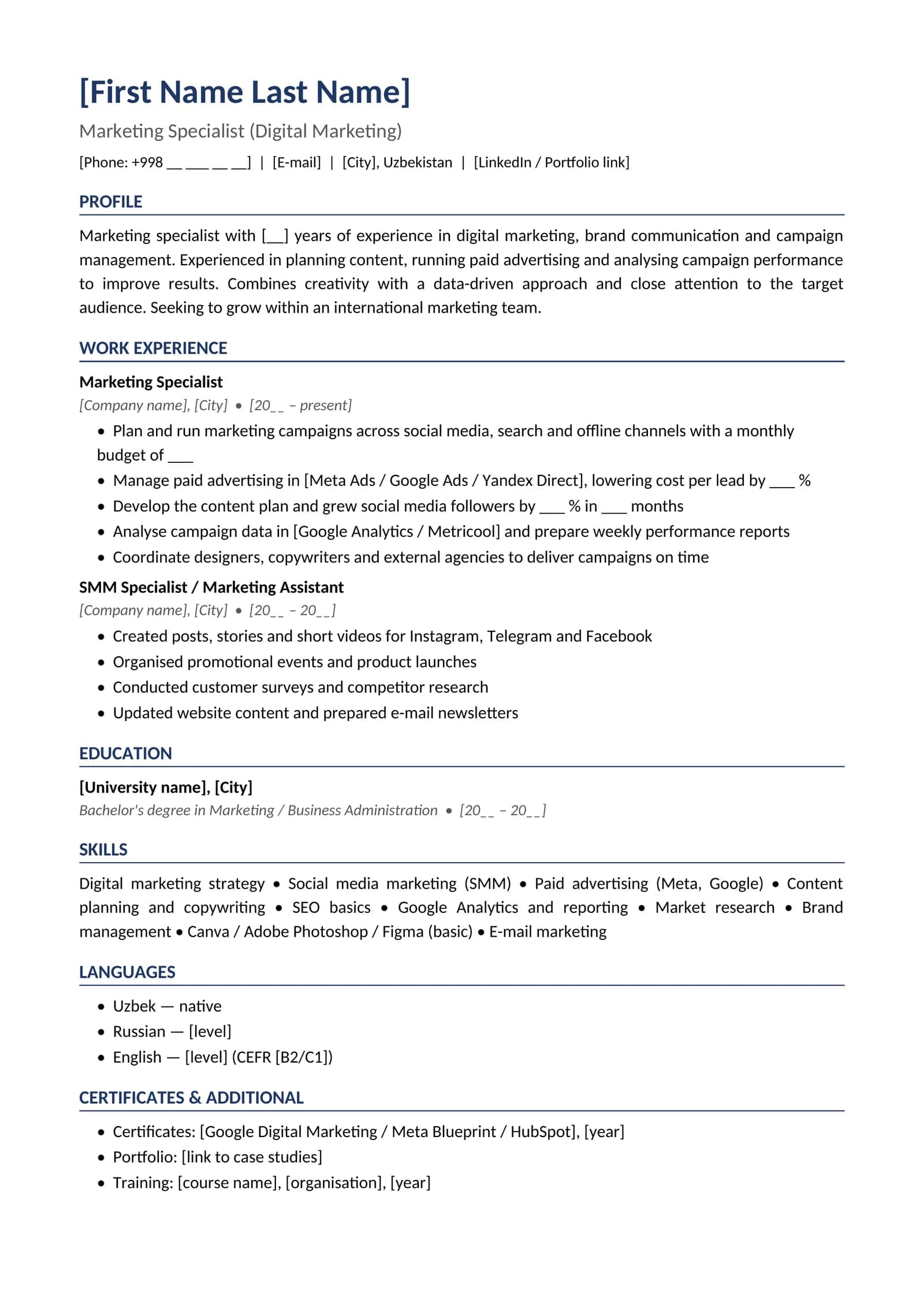 CV 06 English Marketing specialist 1
