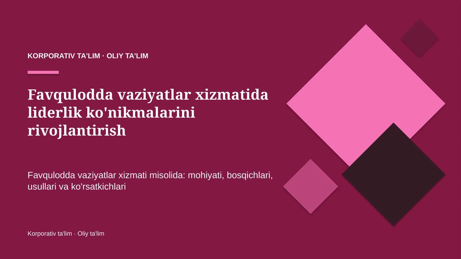 Favqulodda vaziyatlar xizmatida liderlik ko'nikmalarini rivojlantirish 1
