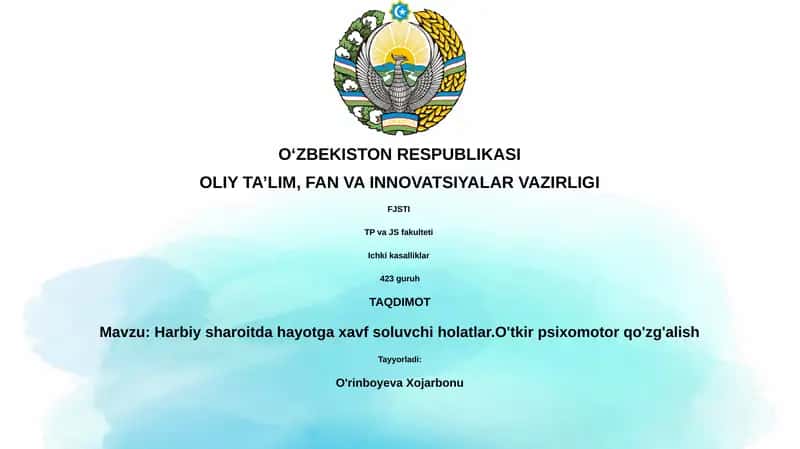 O'tkir psixomotor qo'zg'alish 1