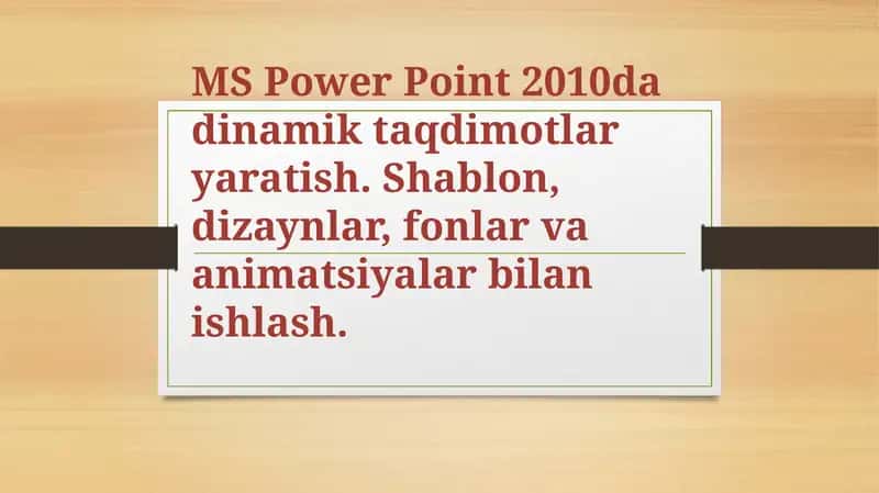 MS Power Point 2010 da dinamik tadqimotlar 1
