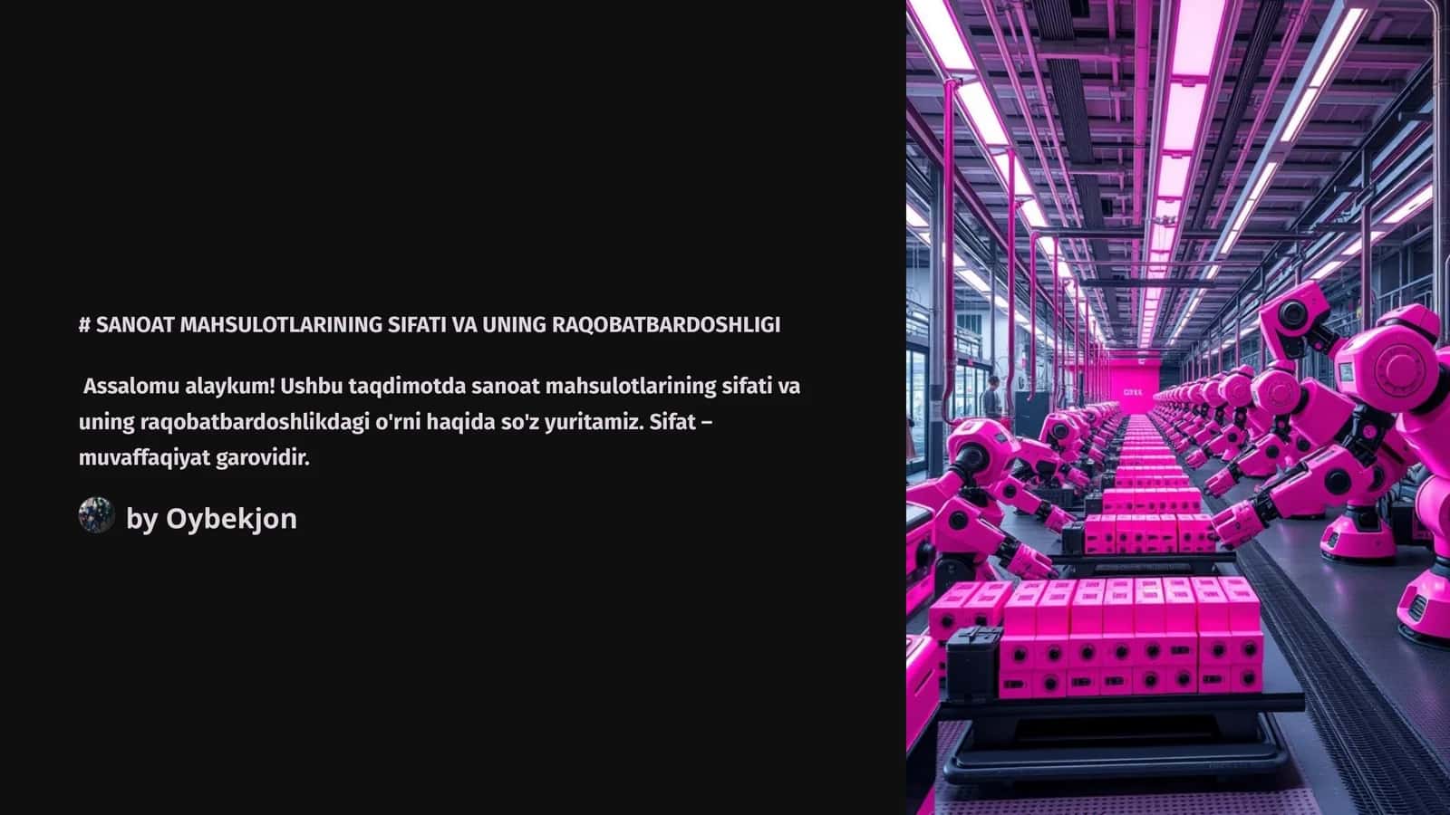SANOAT MAHSULOTLARINING SIFATI VA UNING RAQOBATBARDOSHLIGI 1