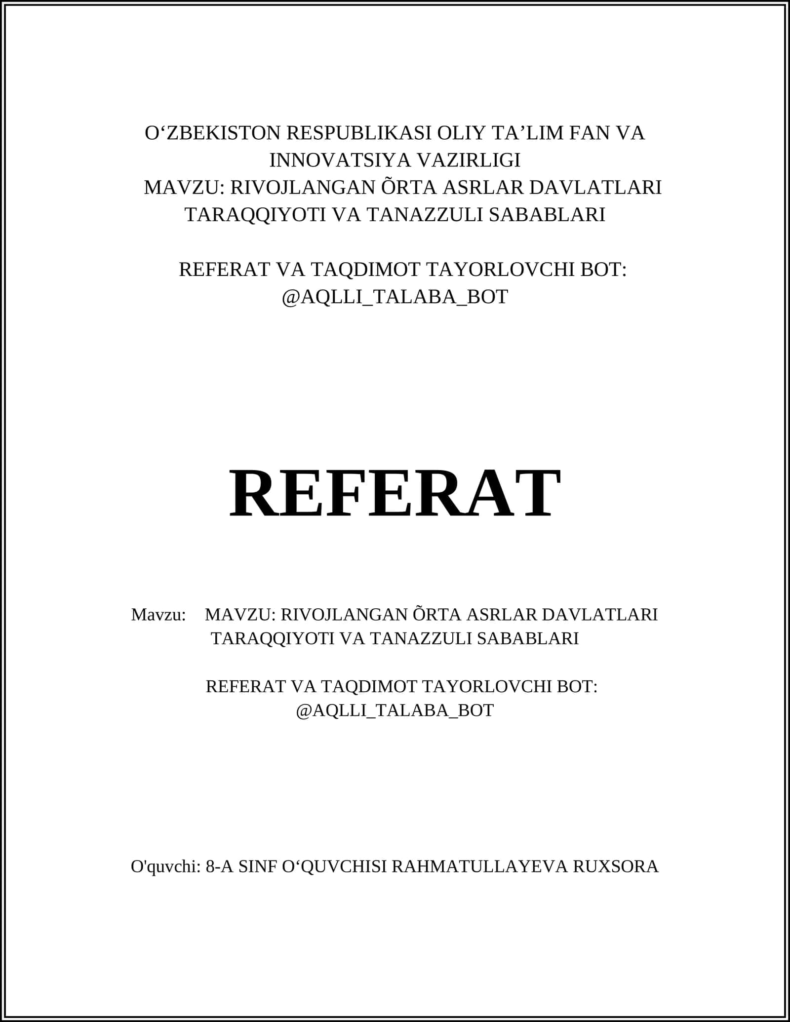 Rivojlangan Õrta Asrlar Davlatlari Taraqqiyoti va Tanazzuli Sabablari 1