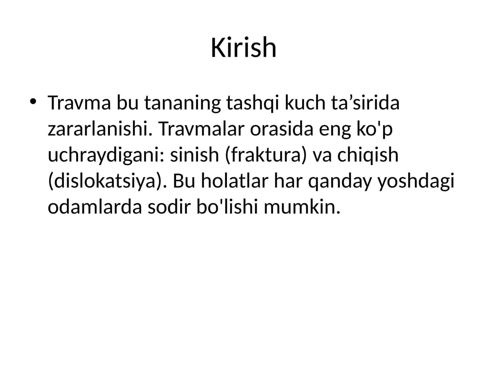 Travma va sinishlar 1