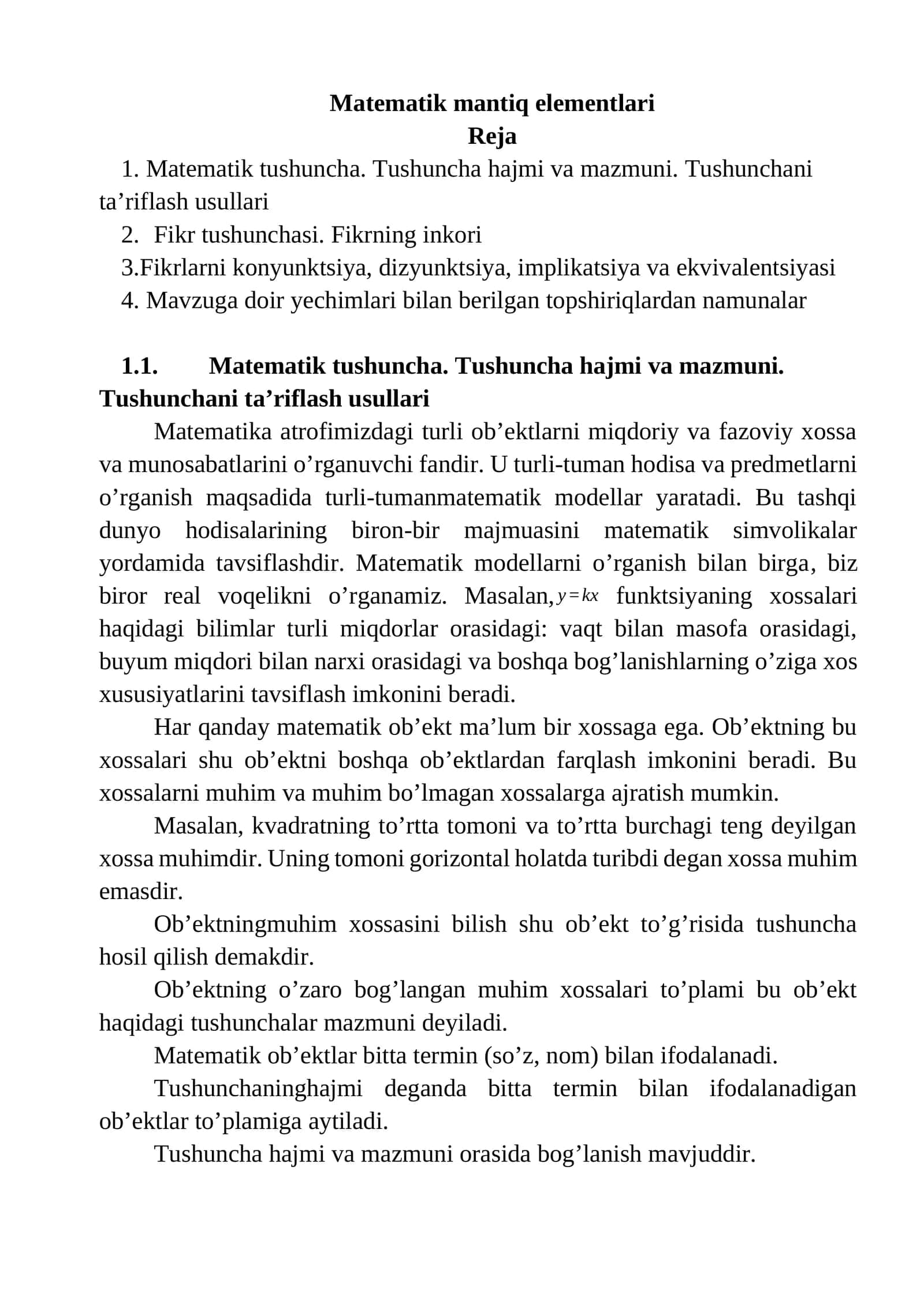 Matematik mantiq elementlari 1