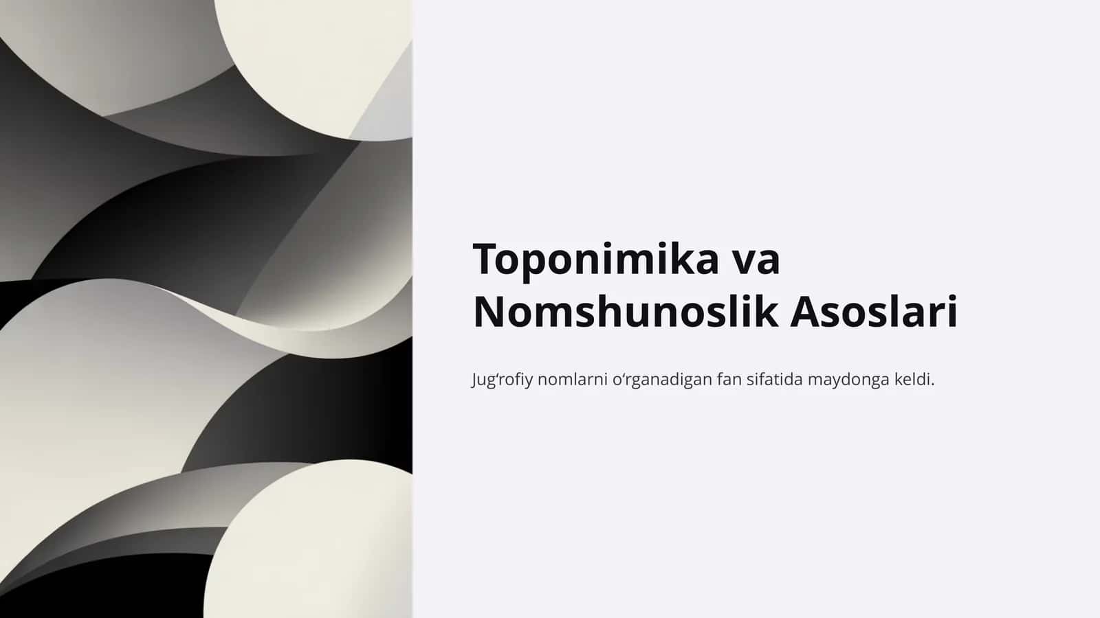 Toponimika va Nomshunoslik Asoslari 1