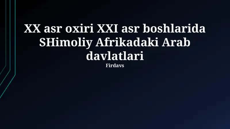 Shimoliy Afrikadagi Arab davlatlari 1