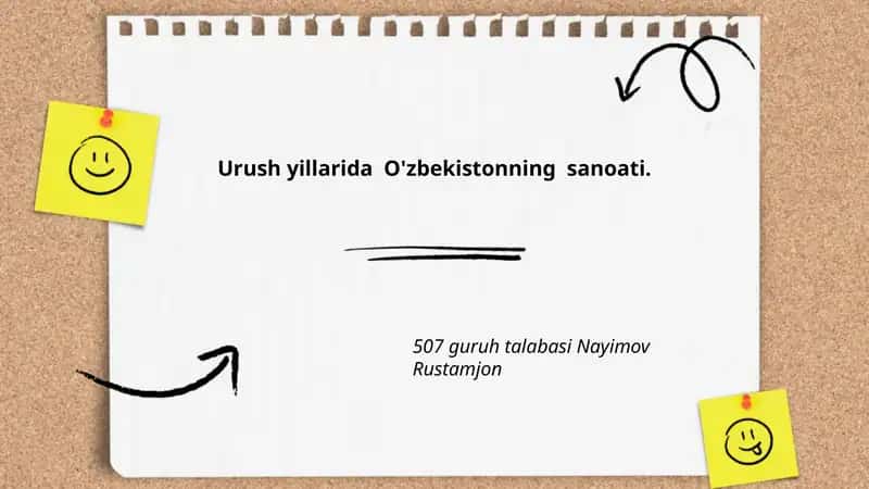 Urush yillarida O'zbekistonning sanoati 1