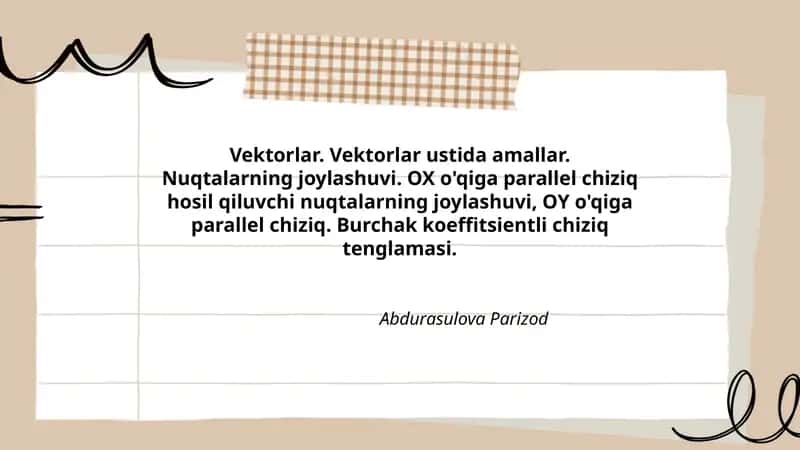 Vektorlar. Vektorlar ustida amallar 1