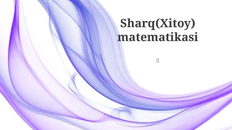 Sharq(Xitoy) matematikasi 1