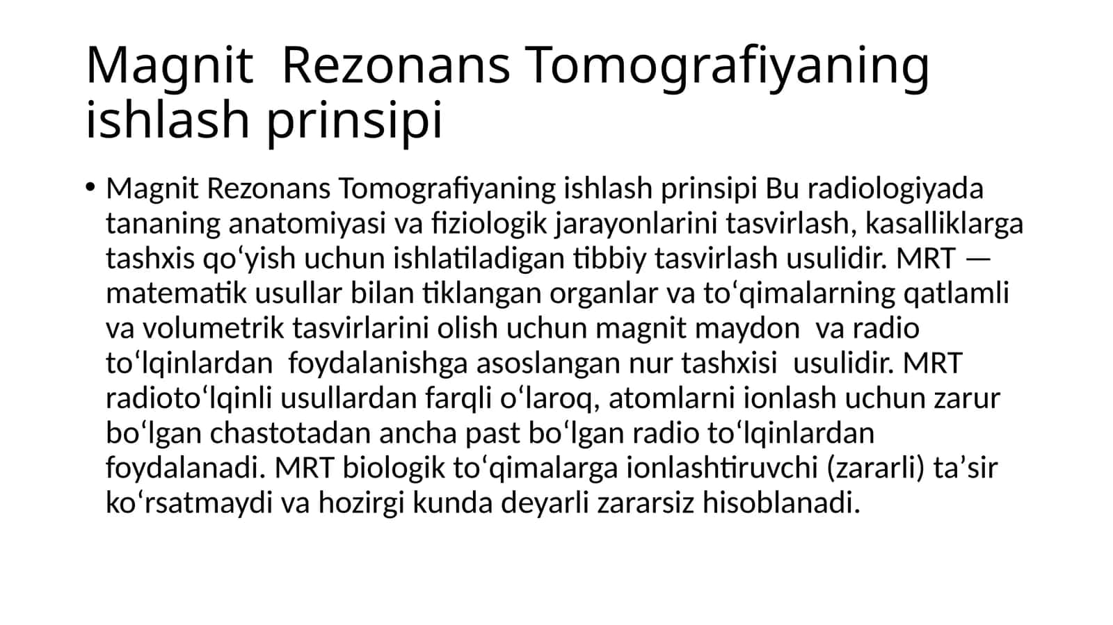 Magnit Rezonans Tomografiyasi 1