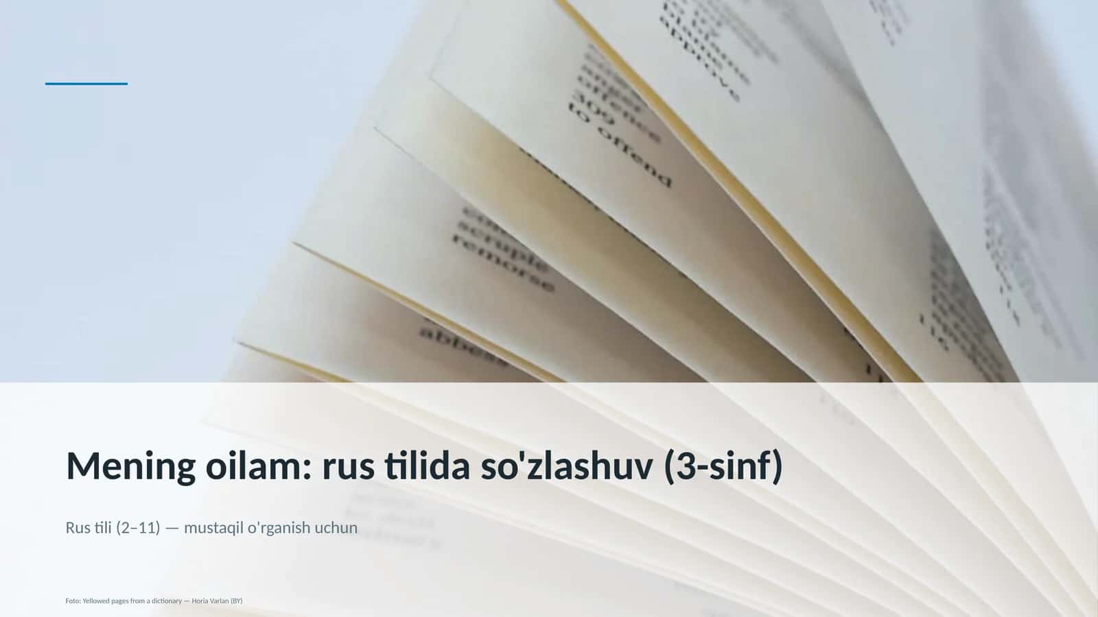 Mening oilam: rus tilida so'zlashuv (3-sinf) 1