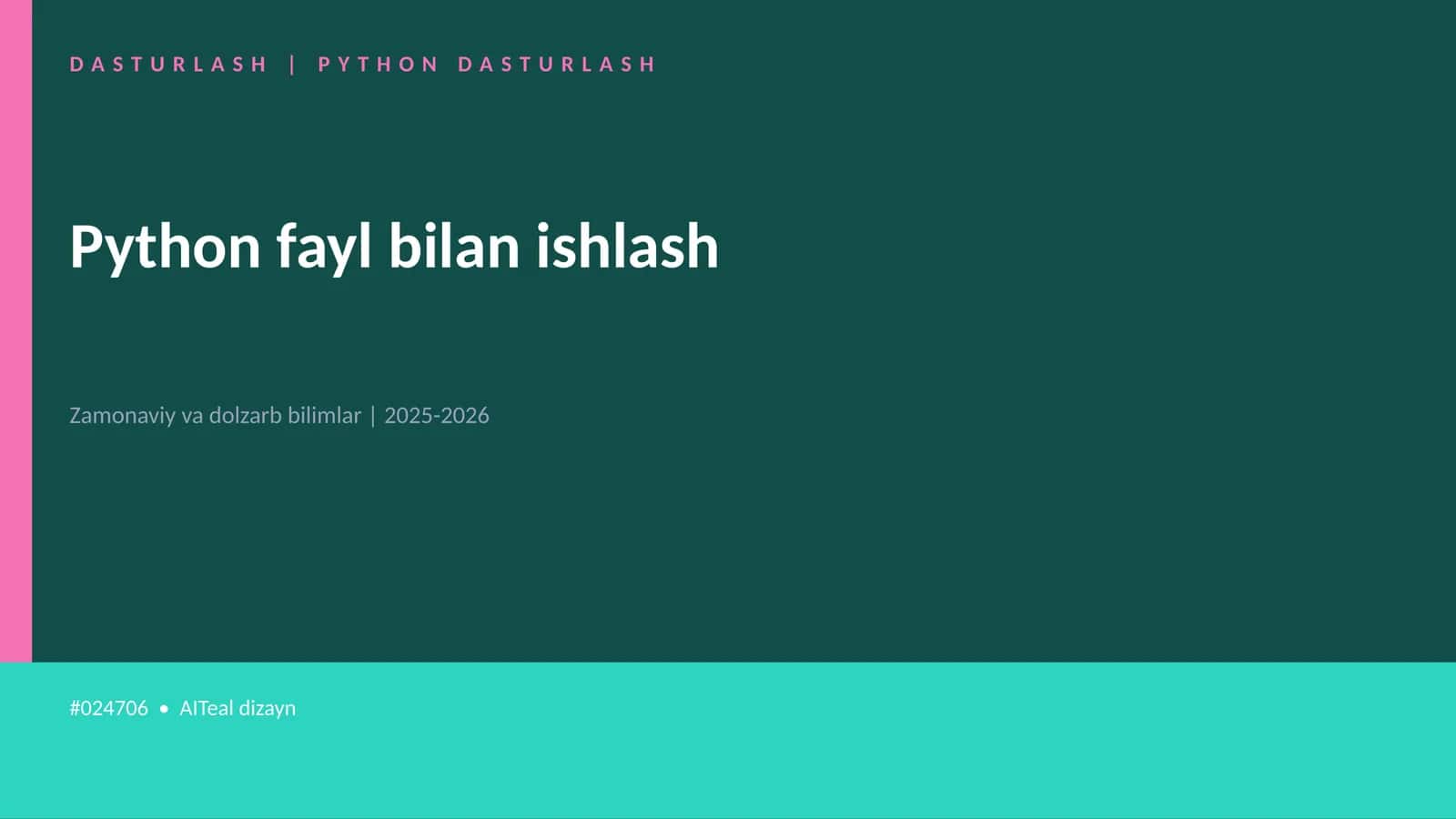 DASTURLASH | PYTHON DASTURLASH 1