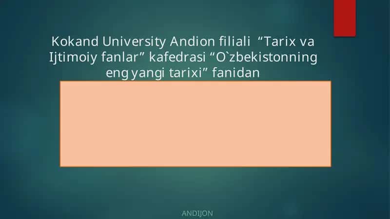 O`zbekistonning eng yangi tarixi fanidan taqdimot 1